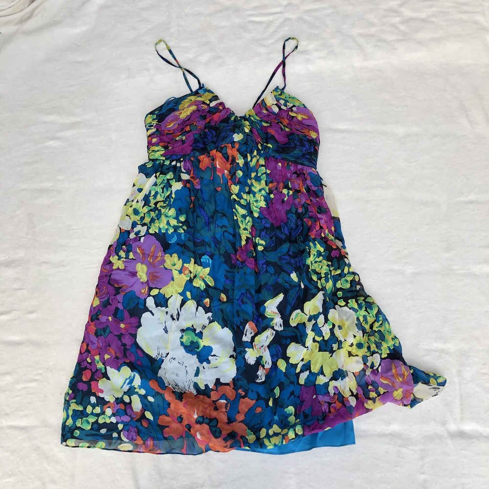 Morgan McFeeters Dress Women's Size 8 Multicolor Silk Floral Spaghetti Strap